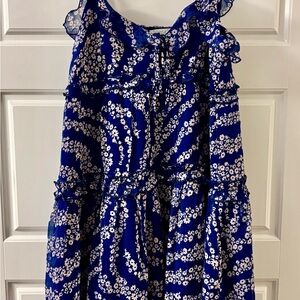 Marshalls Blue and White Floral Ruffle Maxi Dress